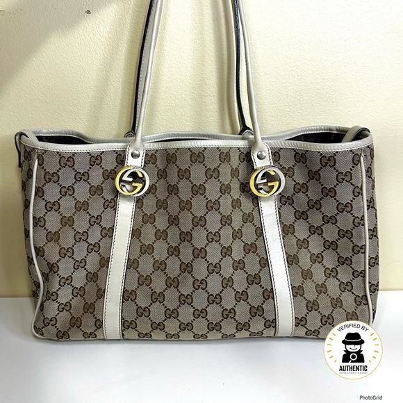 S⭕️LD. Gucci Twin Canvas Tote - Picture 1 of 16